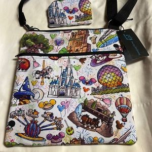 Disney’s 4 Parks Crossbody Handmade Bag with small coin/ID zip up pouch